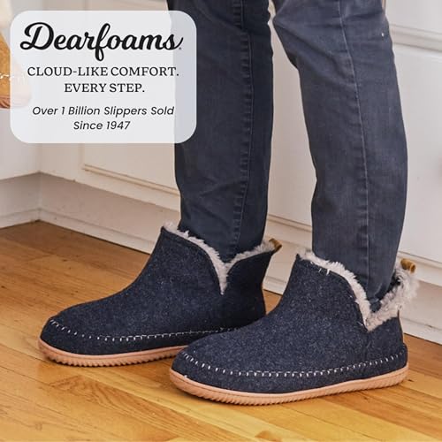 Image of Dearfoams Men's Memory Foam Indoor House Slippers Brixen Ankle Boot House Shoes - Gifts for Men