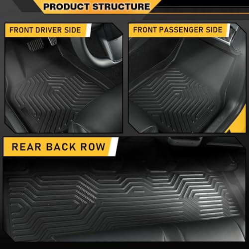 G-Plus 02CFM6101ABK-FBA 3Pcs G-Plus Floor Mats, Compatible With Tesla Model 3 2017-2024,1St & 2Nd Row Cargo Liner All Weather Full Cover Protection thumb #8