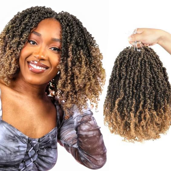 Datanala Yanky Twists Crochet Hair 14 Inch 9 Packs with Curls Micro Spring Twists Pre-looped Extensions for Women (T27#, 14inch)