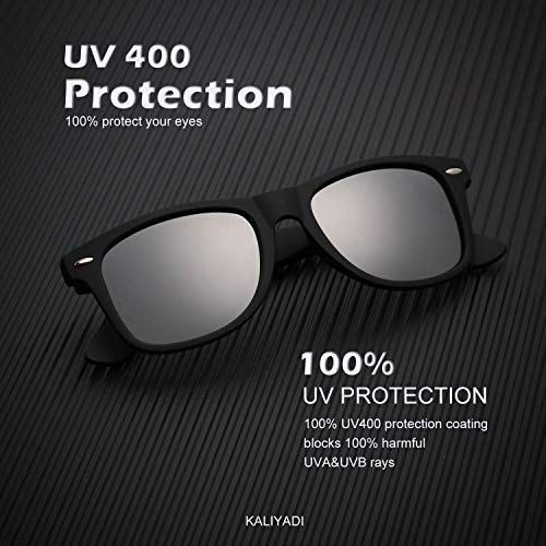 Image of KALIYADI Polarized Sunglasses for Men and Women Matte Finish Sun glasses Color Mirror Lens UV Blocking (3 Pack)