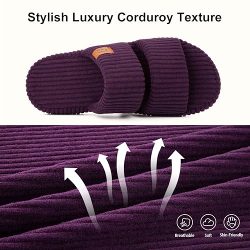 Image of LongBay Slippers for Women Memory Foam Open Toe Slide Indoor House Shoes Slip On Bedroom Comfy Gift