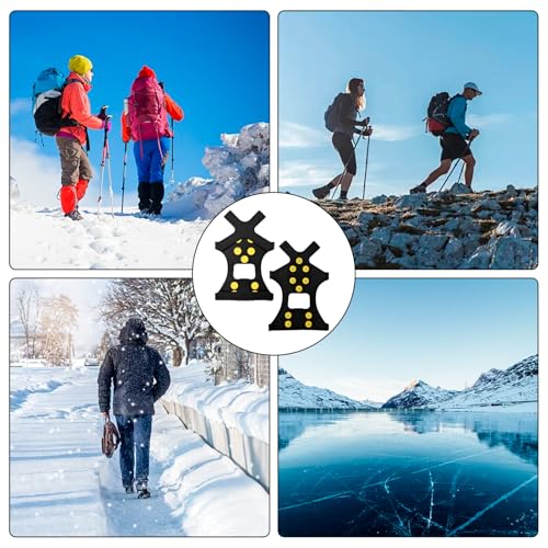 Spikes für Schuhe Winter, Anti Rutsch Schuhkrallen mit 10 Edelstahlspikes, TPE Schlupfdesign, schnell aufsteckbar und faltbar, für EIS, Schnee, vereiste Straßen und Gehwege, EU Gr. 40–43 (L 40-43)
