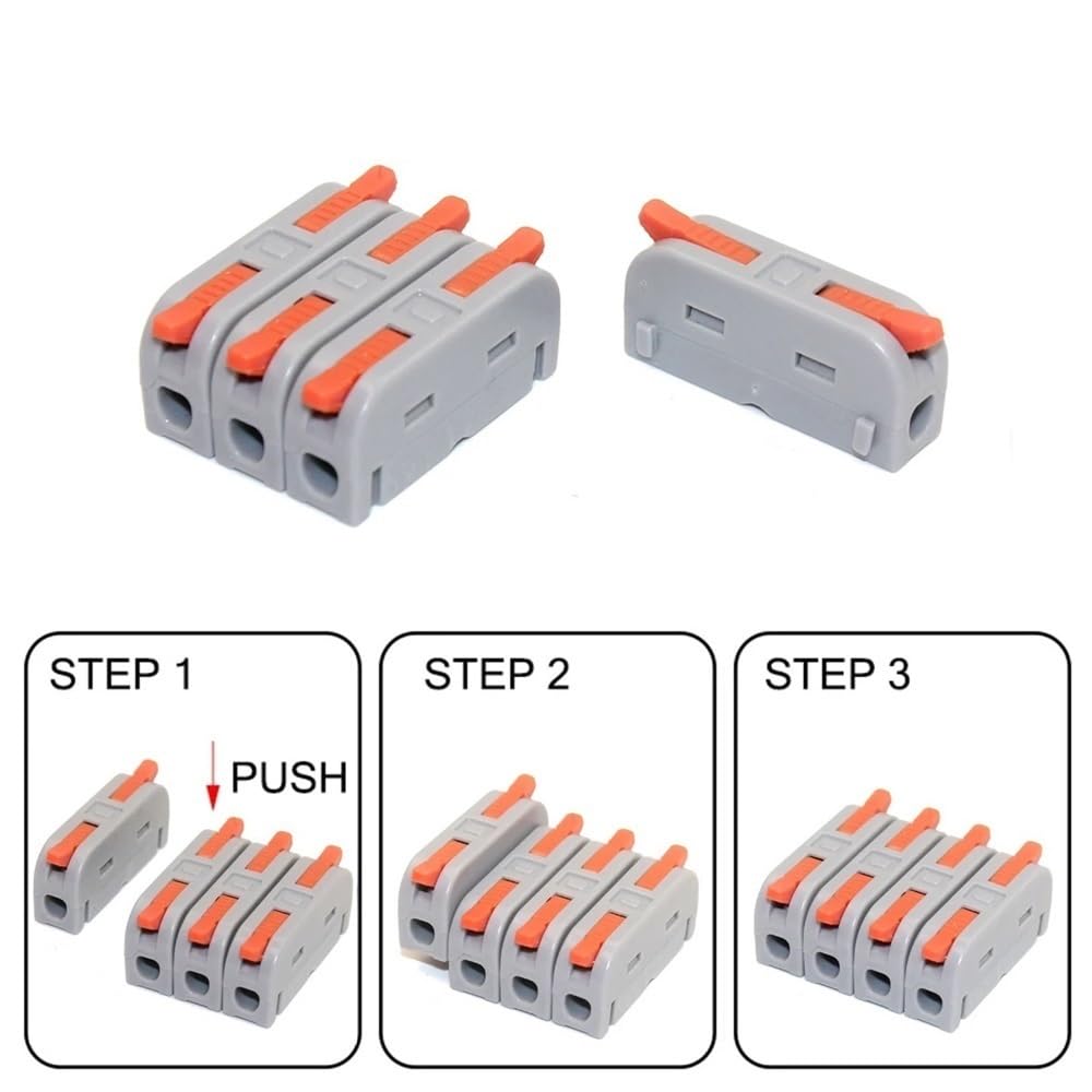 Terminale di connessione rapida 50 pezzi di morsettiera elettrica for illuminazione a pressione, connettori compatti for conduttori a leva, blocco for cavi(2 * 6)