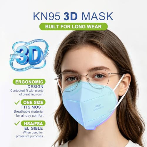 Image of KN95 Face Mask, 100-Pack White Individually Wrapped, 5-Layer Protective Respirators for Adults, Cup Dust Safety Masks Filter Efficiency≥95% Breathable Elastic Ear Loops White Masks
