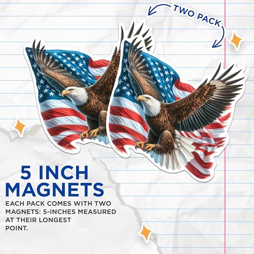 2 imanes decorativos con águila y bandera USA 5 pulg miniatura 3