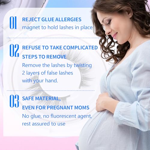 Alicrown Hair Alicrown Magnetic Eyelashes Fluffy False Eyelashes No Glue Needed Magnetic Lashes Natural Strip Eye Lashes 1 Pair Cat Eye Magnetic Fake Eyelashes Durable Fake Lashes With Applicator thumb #5