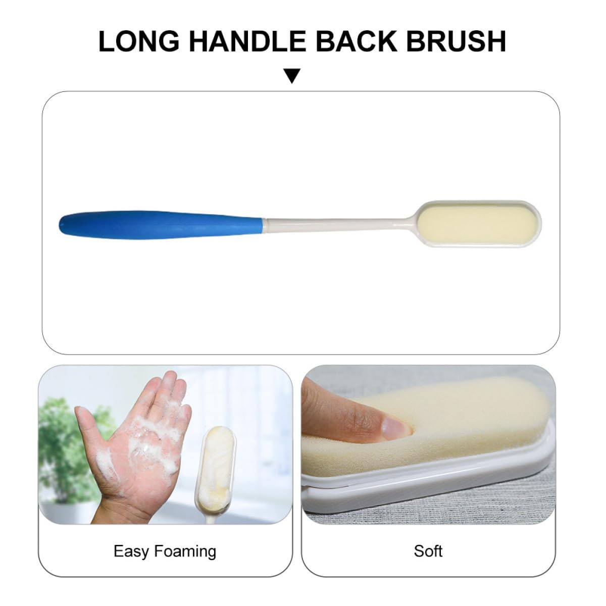DOITOOL 3pezzi Spazzola Per Schiena Lungo Manico Scrubber Doccia Esfoliante Morbido Materiale Per Rimuovere Morta e La Circolazione Per Bagno e Benessere Blu