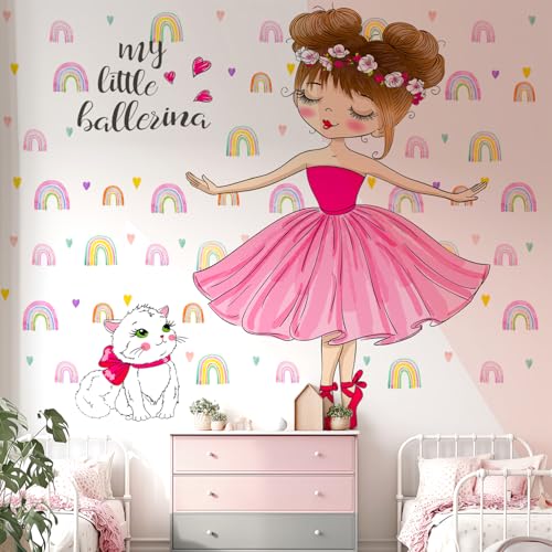 Vinilo Decorativo Ballerina Rainbow Cat para Habitaciones Infantiles miniatura 3