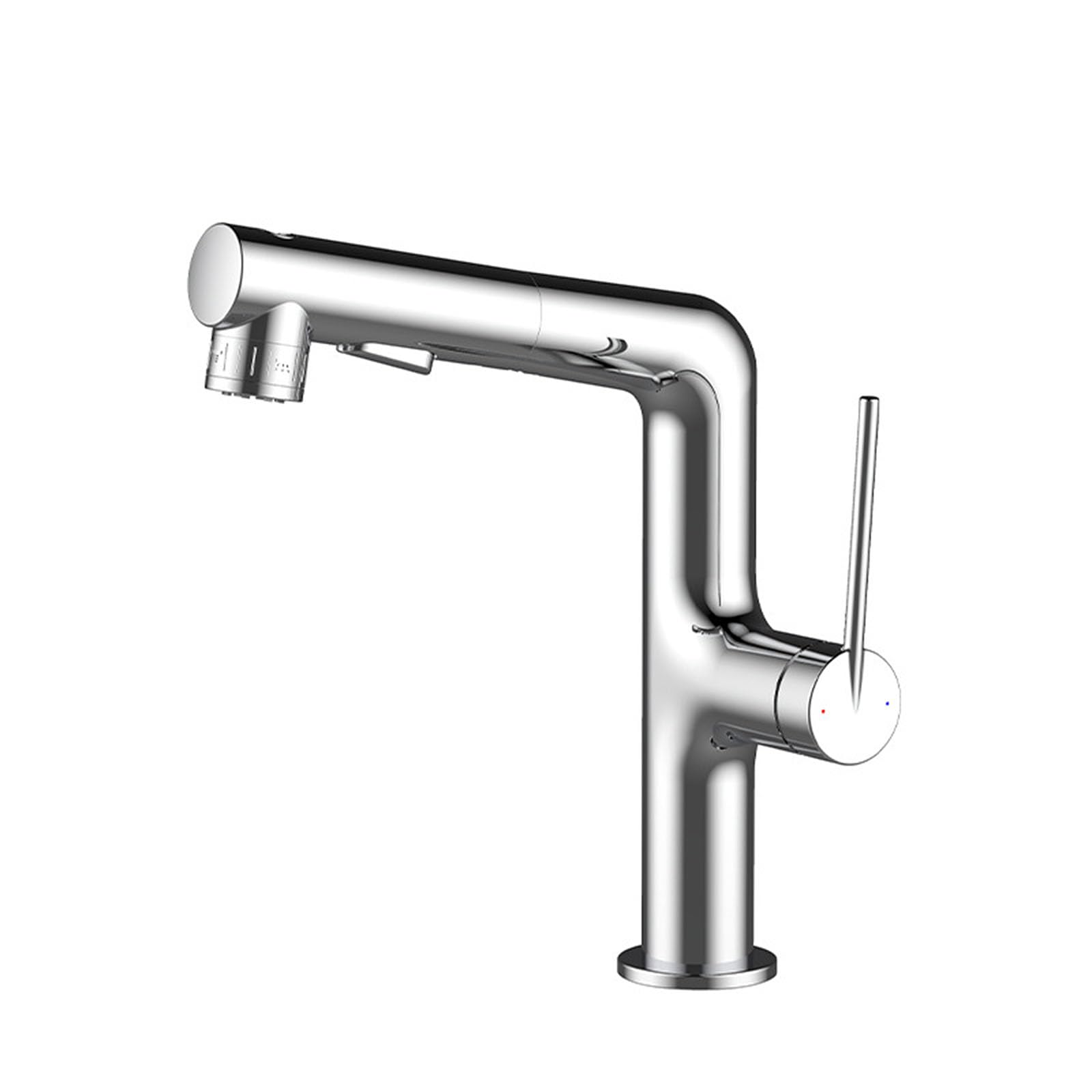 Csxsxauo Chrome Pull Out Sprayer Bathroom Faucet - Single Handle Copper Vessel Sink For Hot And Cold Water