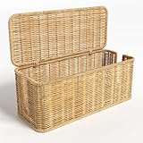 Quszmd Cable Management Box,Handwoven Imitation Rattan Cord Hider Organizer Box With Lid,2 Open Slots Cable Organizer Box For Tv Computer Usb Hub To Hide Power Strips & Cords-12.5' L*5.1' W
