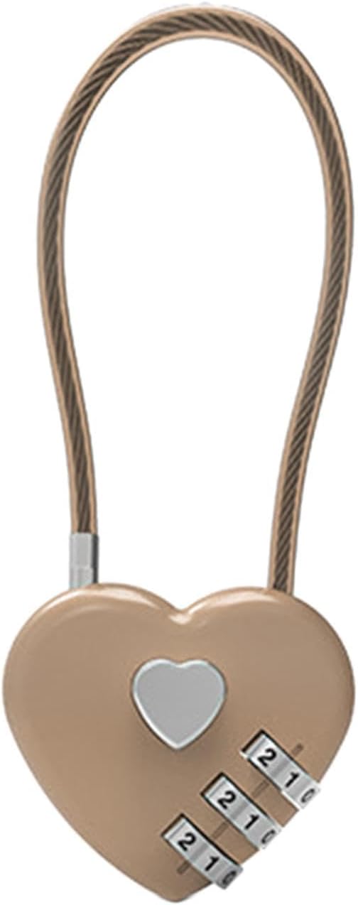 Heart Padlock Combination Lock Metal Keepsake Zinc Alloy Symbol Suitable for Valentine Gift Travel Bags Jewelry Box, Gold