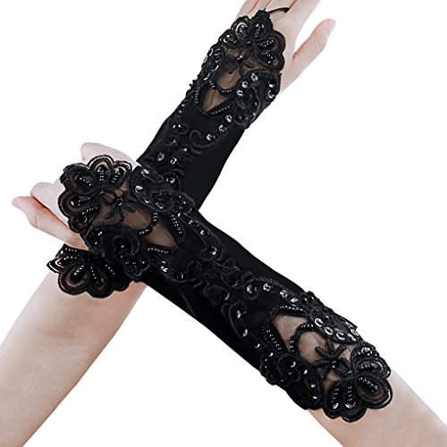 Fakeface Flower Girls Gloves Pageant Satin Bowknot Wrist Long Lace Wedding Dress Gloves 5-12Yrs3