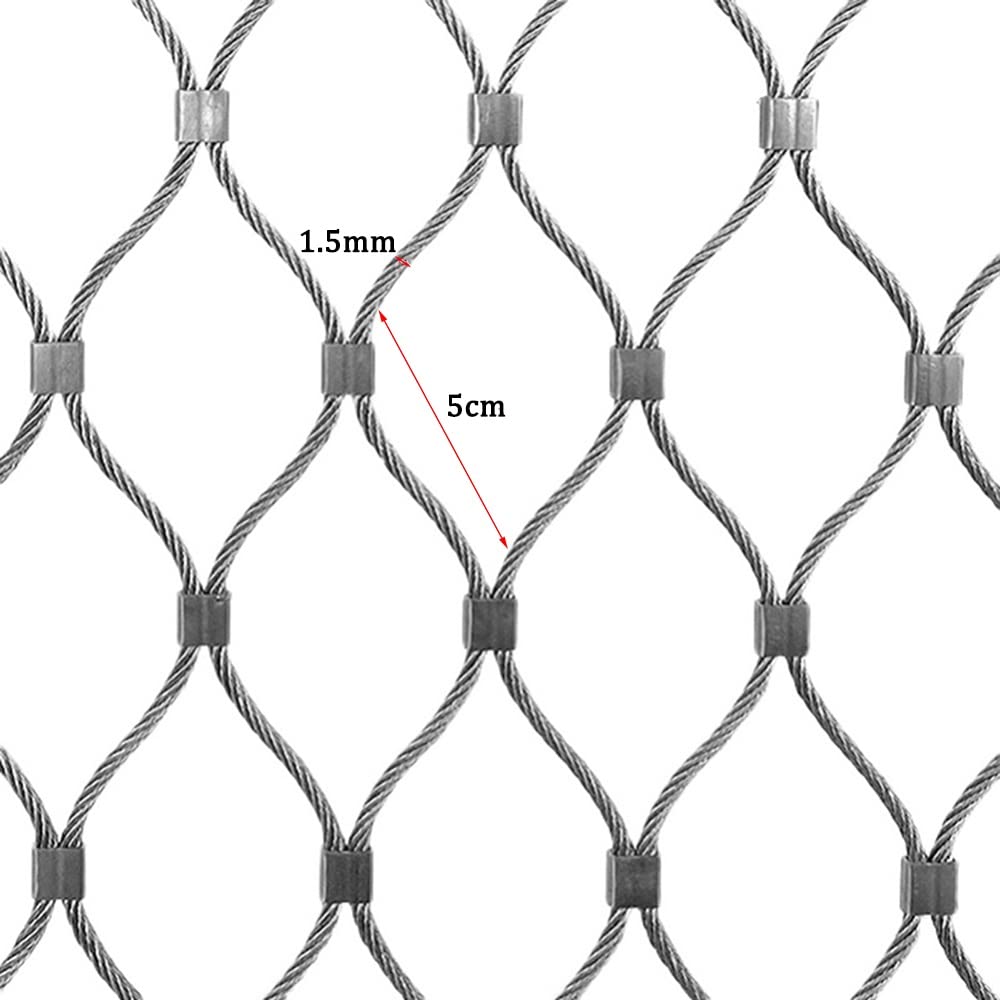 Rete metallica in acciaio inossidabile 304 5 cm Mesh flessibile recinzione protezione resistente agli urti barriera animale 0.9x10m argento rete di sicurezza esterna