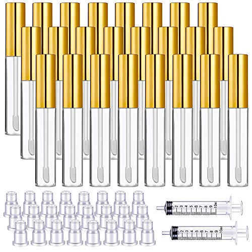 Flacons de maquillage dorés transparents de 10 ml avec seringues en plastique