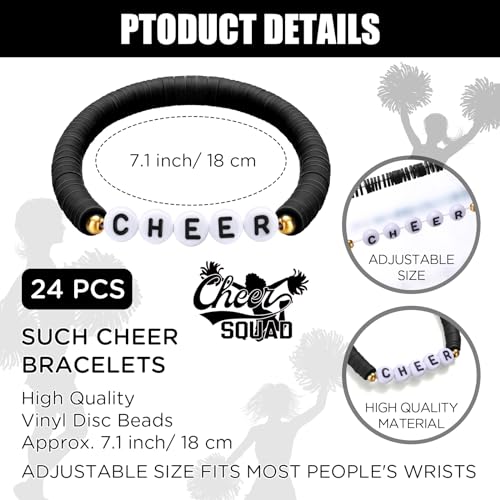 24 Pcs Cheerleader Gifts Stackable Clay Bead Cheer Bracelets Y2k Heishi Surfer Friendship Bracelets for Girls2