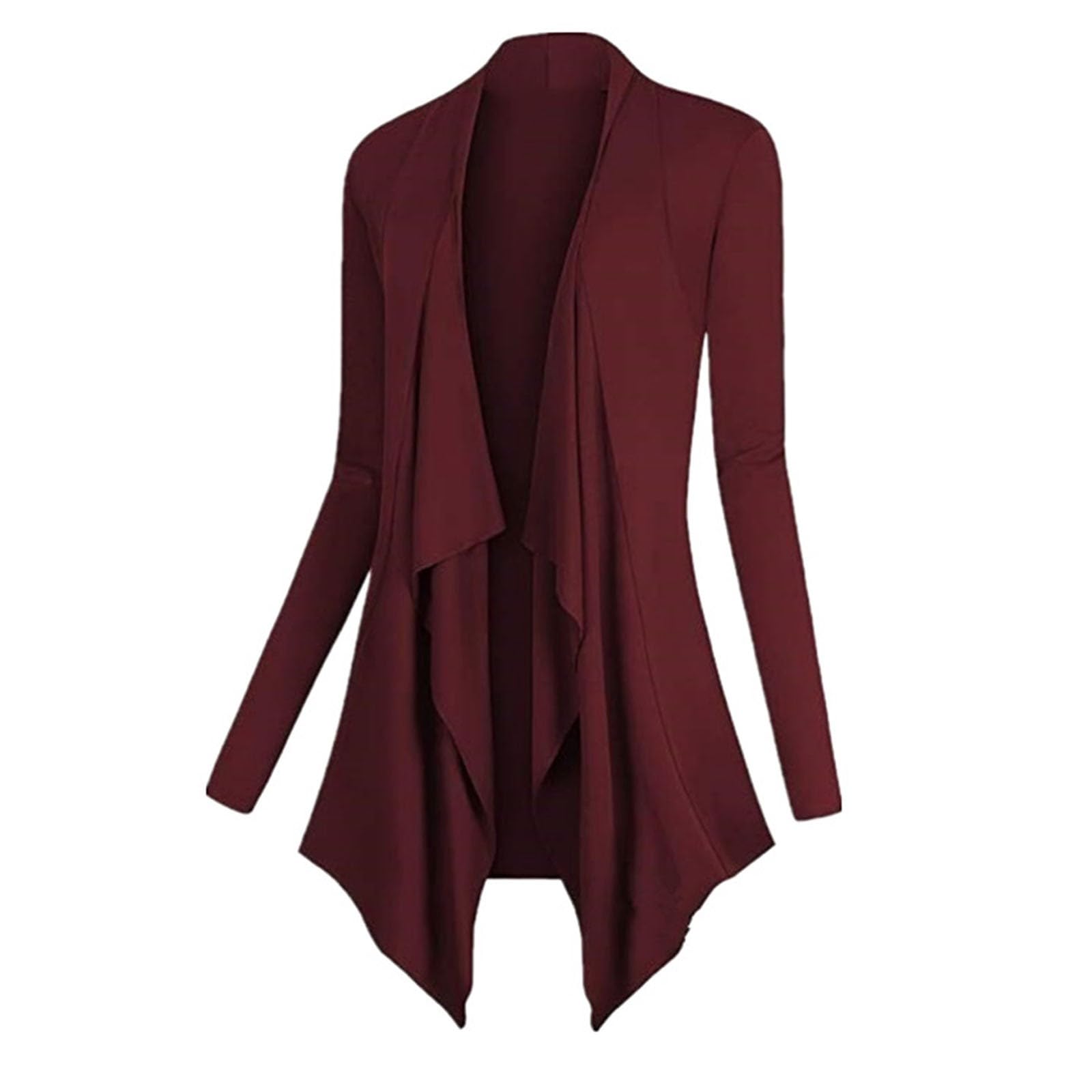 Cárdigan de manga larga para mujer, elegante e informal, blusa de gasa con parte delantera abierta, chaqueta de bolero holgado con cuello en V, cárdigan largo, chaqueta de bolero ligera, cárdigan