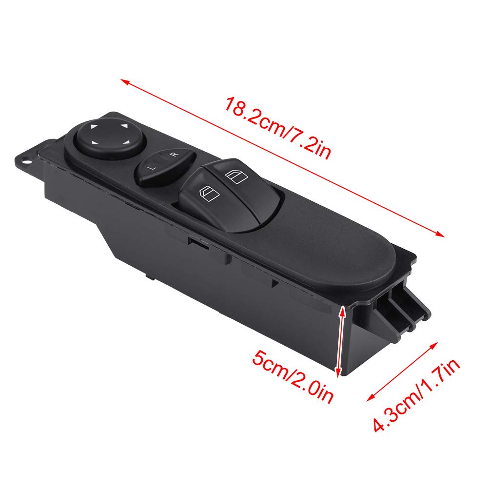 KIMISS Interruttore Alzacristallo Elettrico Per Mercedes-Benz Vito W639 (2003-2014) - Comando Finestre In ABS, Colore Nero, Sostitutivo OE 6395450913 - 2