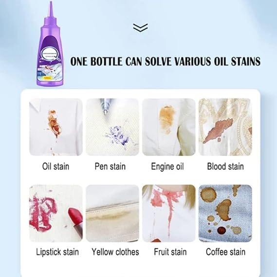 Active Enzyme Laundry Stain Remover, Stain Remover for Clothes Laundry Purple Bottle, Stubborn Oil Stain for Clothes & Fabrics (1pcs)