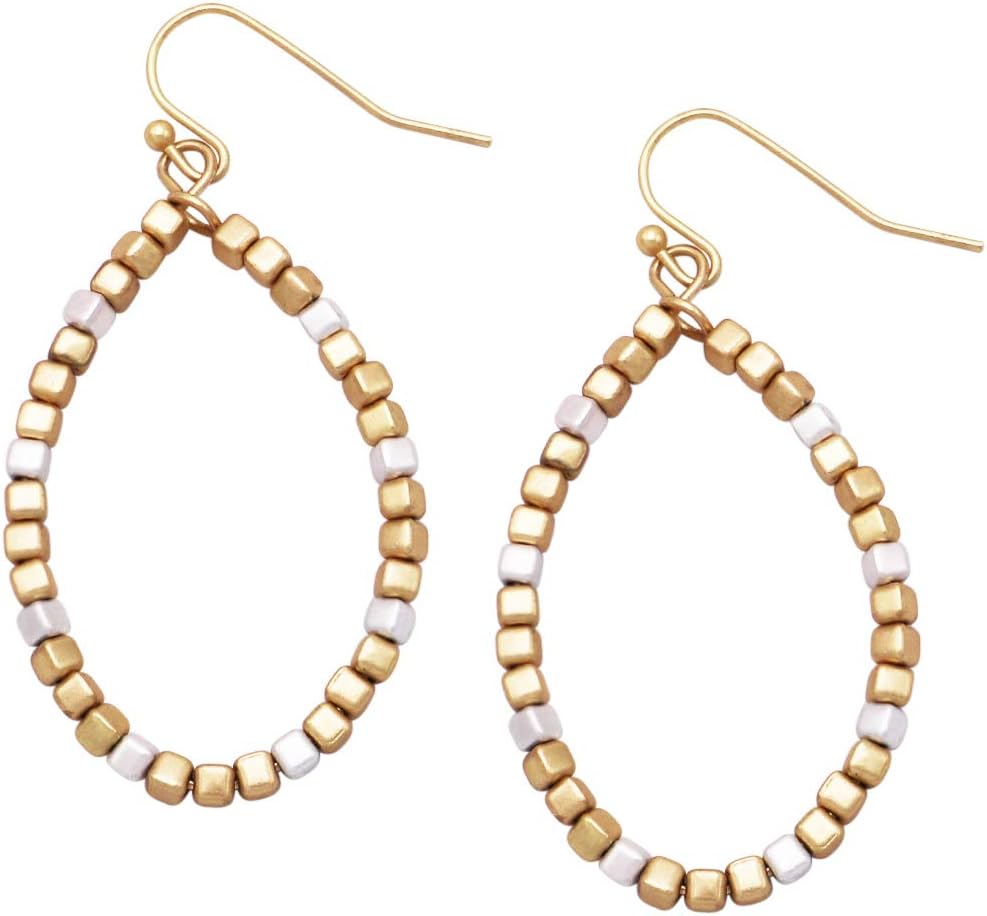 Rosemarie & Jubalee Women's Sleek And Stylish Gold Tone Forward Facing Wire Hoop Teardrop Dangle Earrings - Image 2