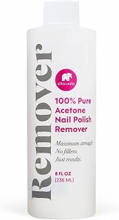 ella+mila 100% Pure Acetone Nail Polish Remover - Pro Strength Gel, Acrylic, Dip Powder & Glitter Nail Remover, 8 fl oz