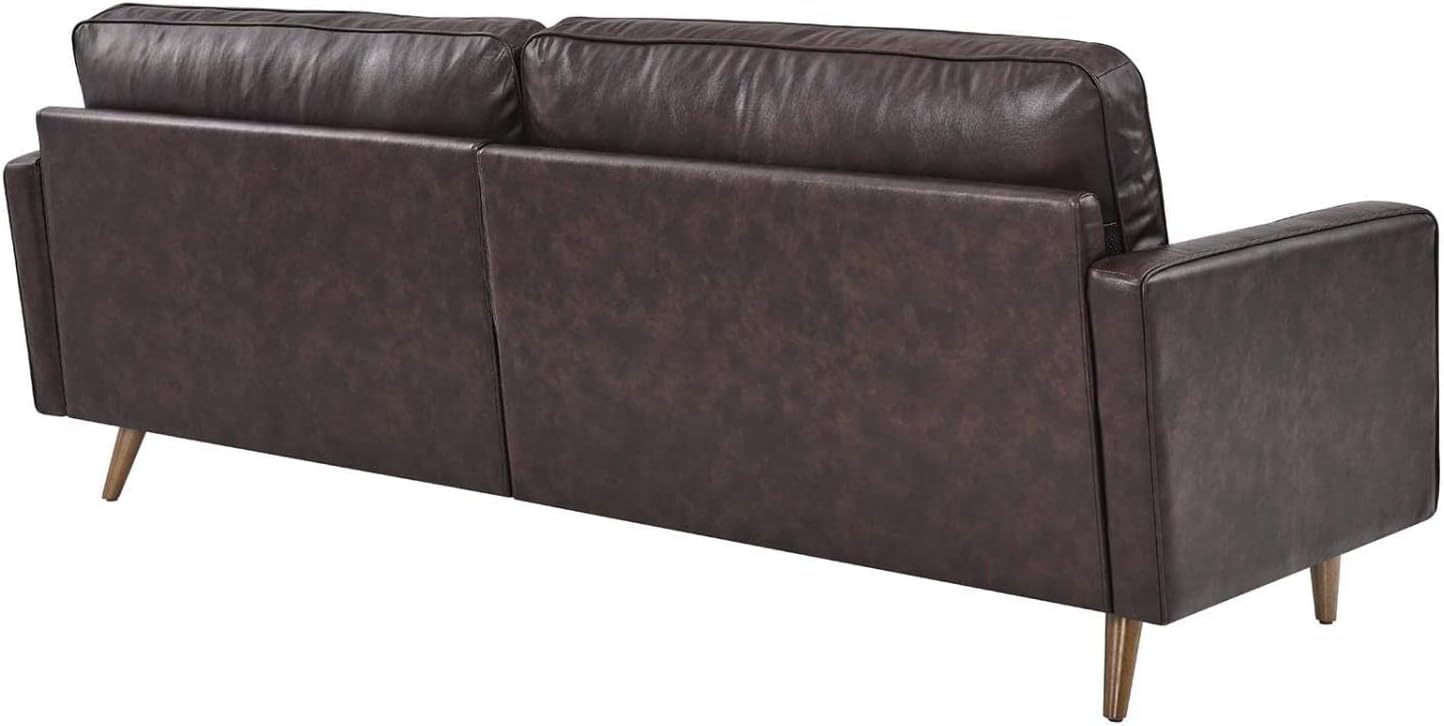 Modway Valour 88" Modern Style Leather and Dense Foam Sofa in Brown Finish