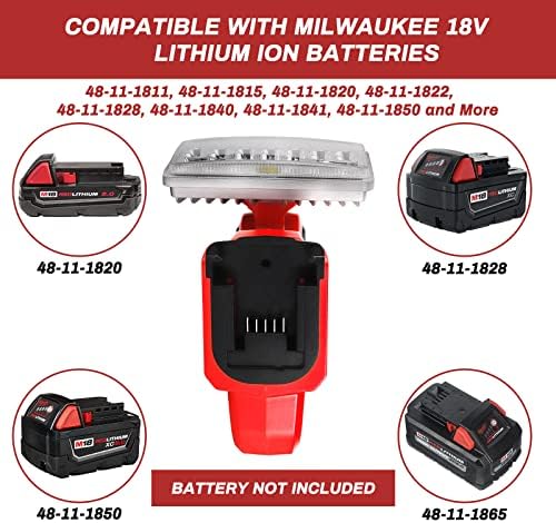 LED Torch 18W 2000 Lumens, YEX-BUR Super Bright Handheld Flashlight Powered by Milwaukee 18V M18 Lithium Ion Batteries Portable Camping Lantern Outdoors Searchlight