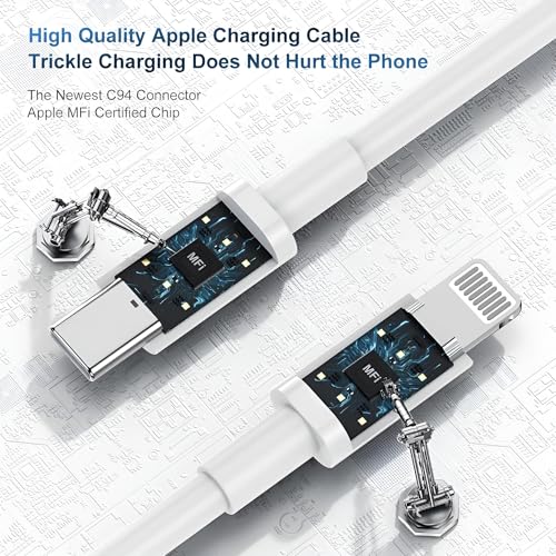 Image of mifaso iPhone USB C to Lightning Cable 20W [MFi Certified],3.3 Ft Power Delivery High Speed Charging Cord for Apple 14 /14 Pro /14 Pro Max /14 Plus /13 /13 Pro /13 Mini /13 Pro Max /12 /11 /XS /XR /X /8 /iPad,White