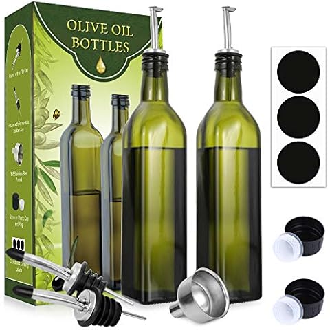 AOZITA 17 oz Glass Olive Oil Dispenser Bottle Set Cover