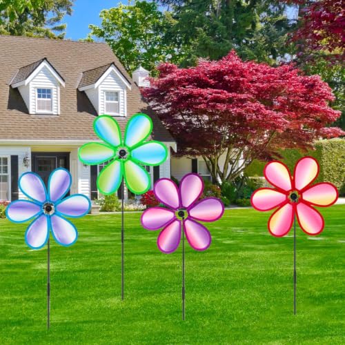 Molino de viento para patio y decoración para exteriores resistente de 4 piezas de jardín 3