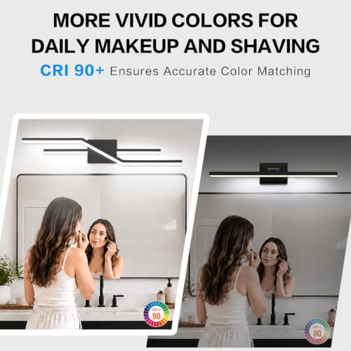 Image of SOLFART Bathroom Lights Over Mirror Dimmable 32 Inch Modern Black Vanity Lights for Bathroom LED Vanity Lighting Fixtures