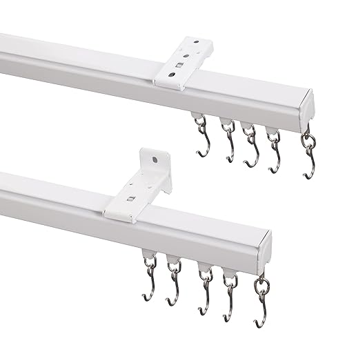 ChadMade Aluminum Ceiling Curtain Track Set with Hooks, 9ft -