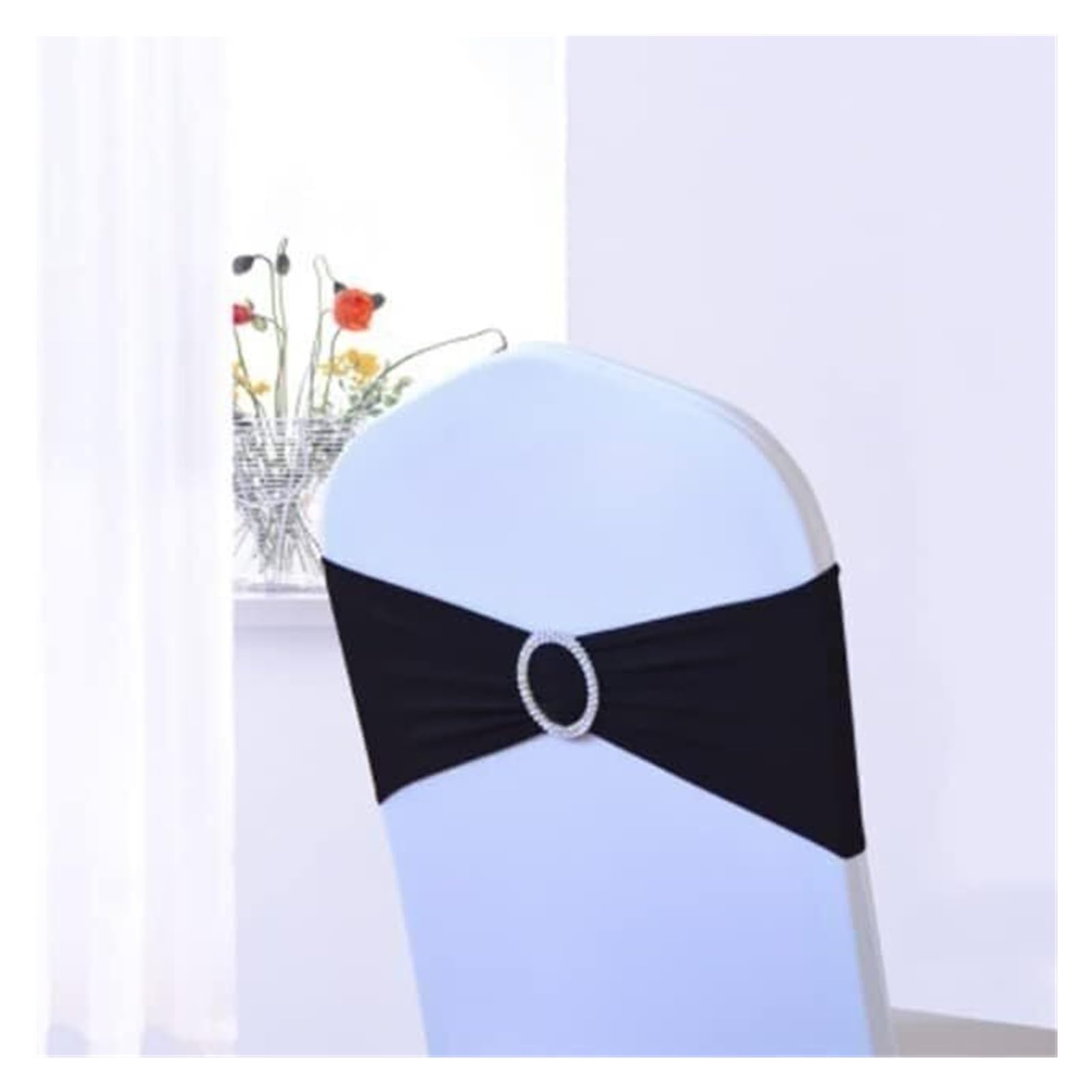 REcsdza chair sashes, 100Pc Spandex Chair Sash Wedding Band SFor Covers Decoration Party Dinner Banquet,100pcs(Black)