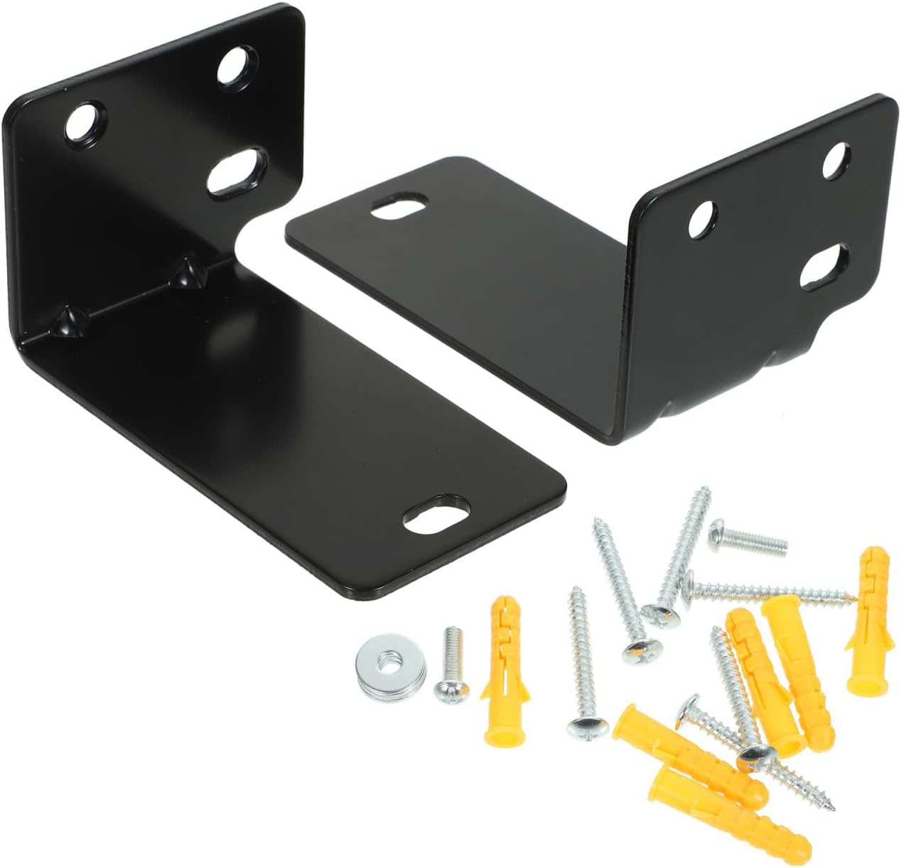 Universal Soundbar Wall Mount Bracket Floating Shelf Metal Speaker Mounts with Hardware for Tv Audio Support 3.54X2.40X1.97In Black