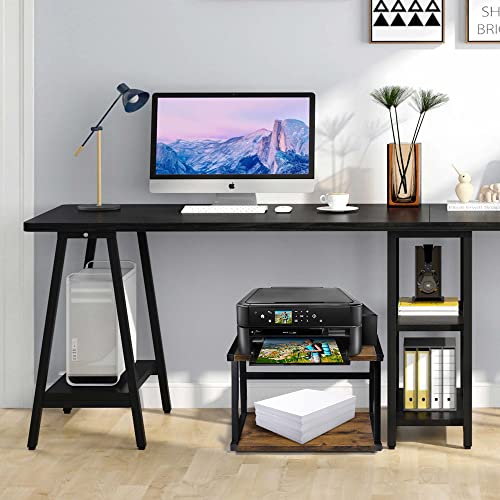 Bettahome 2 Tier Desktop Printer Stand With Storage Shelf, Heavy Duty, Ideal For Small Spaces, Rustic Brown Color Bt022A #TOP5