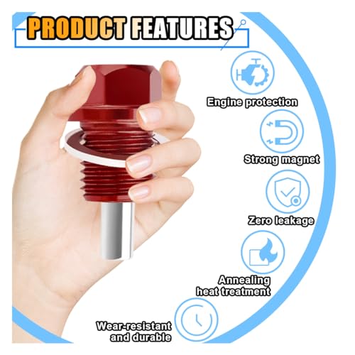 image for smilfuy M14×1.5 Magnetic Oil Drain Plug, Aluminum Oil Drain Nut Bolt 