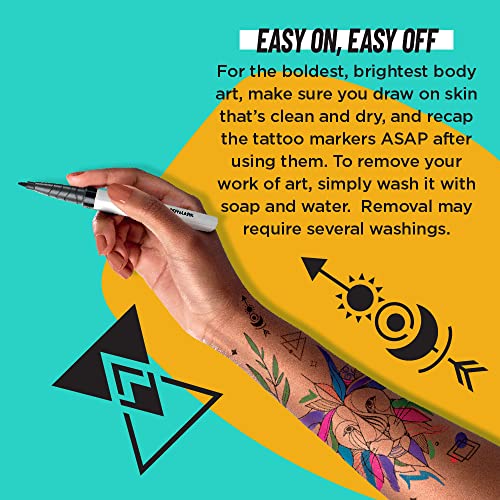 Bic Bodymark Temporary Tattoo Markers For Skin, Artist's Set, Mixed Tip, 8-Count Pack Of Assorted Colors, Skin-Safe*, Cosmetic Quality (Mtbxp81-A-Ast) #TOP6