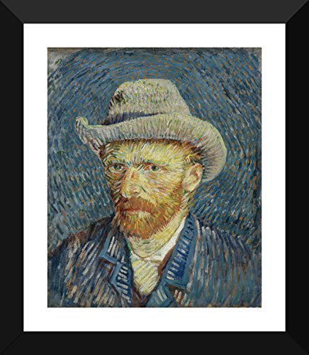 Image of Tallenge - Self Portrait With Grey Felt Hat - Top 10 Vincent Van Gogh Poster Collection - Post Impressionist Painter- Small Poster Paper - Framed (12 x 17 inches)