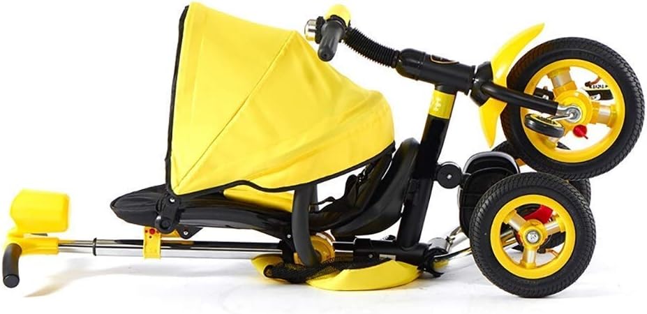 Tricycle Trike Kids Outdoor Yellow Tricycle, 1-6 Years Old Girls Boys 4 in 1 Push Handle Tricycle, Kids' Sunshade Trike