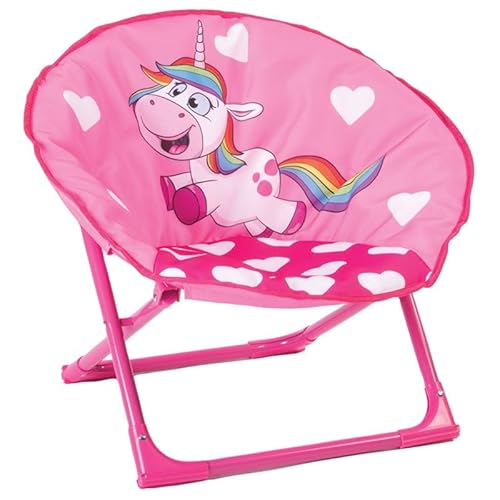 Quest Kids Unicorn Moon Chair – Foldable Children’s Camping Seat with Safety Lock, 35kg Capacity, Lightweight, Portable, 210D Polyester, 53×40×47cm (Unicorn)
