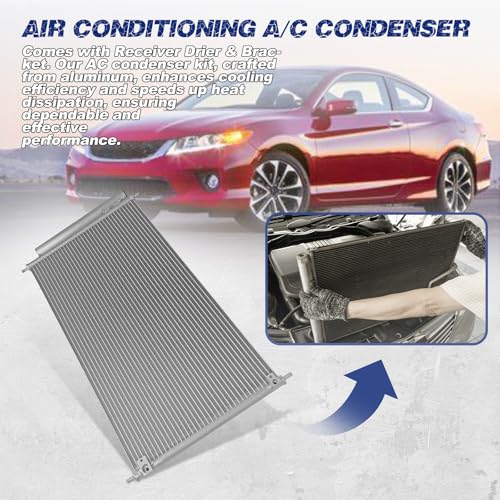 Image of Air Conditioning A /C Condenser Compatible with Honda Accord 2013 2014 2015 2016 2017# 4165, 7014165, HO3030159, 940466, 80110T2FA01