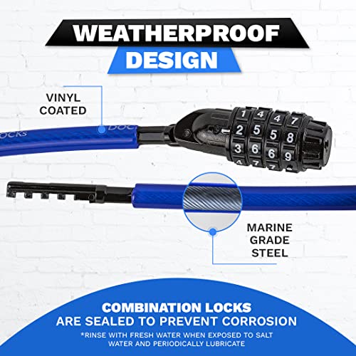 Dockslocks Weatherproof Coiled Security Cable Lock (5Ft To 25Ft Lengths) With Resettable Combination, Anti-Theft Protection For Kayaks, Bikes, Paddleboards, Scooter, Equipment, Bicycles And More 5Ft #TOP3