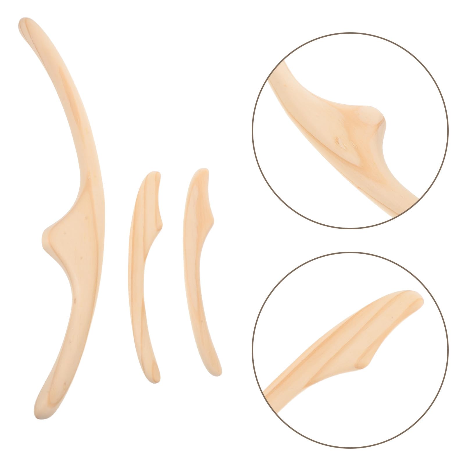 TOYANDONA Herramienta Guasha de Madera 3 Piezas para Esculpir y Moldear el Cuerpo, Palo de Acupuntura Compacto para Masaje y Relajación Cuerpo en Viajes