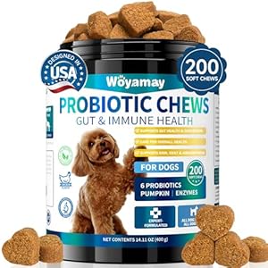Woyamay Probiotics for Dogs, Dog Probiotics for Gut Support & Overall Wellness, 200 Chicken Flavour Soft Chews, Probiotic Chews for Dogs, Supports Gut Balance｜Skin Comfort｜Digestive Care for All Dog