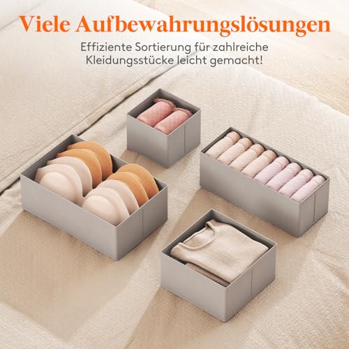 Lifewit 8 er Set Schubladen Organizer, Schrank Kleiderschrank Organizer Wickeltisch Schubladen Ordnungssystem für Garderobe Schlafzimmer für Kleidung, Kinderkleidung, Socken, Unterwäsche, Grau