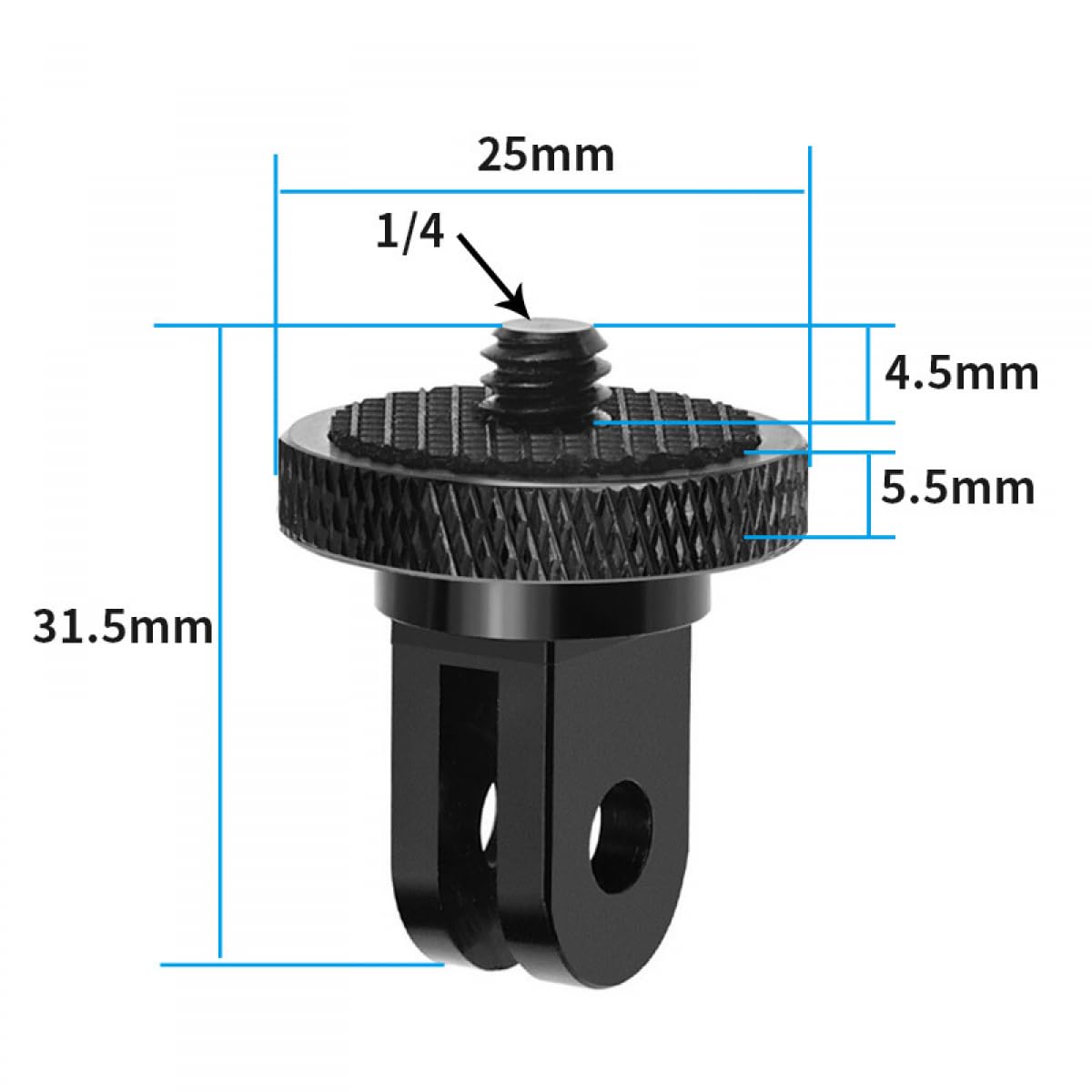 Mini Adaptador De Trípode para Cámaras De Acción, De Aleación De Aluminio De 1/4 Pulgadas De Montaje para Una Fijación Segura A Los Trípodes, Apto para Gopro Y Otras Cámaras De Acción