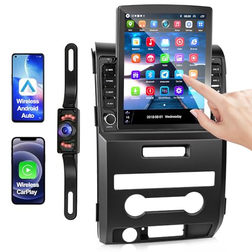 【4G+64GB】 Car Radio Stereo with Wireless Apple Carplay & Android Auto for Ford F150 2009-2014,9.7 Inch IPS Touch Screen Radio Support Real-Time GPS/Bluetooth/Voice Control/WiFi/AHD Camera/SWC/FM