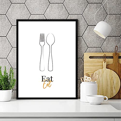 Minimaliste abstrait fourchette ustensiles de cuisine peinture