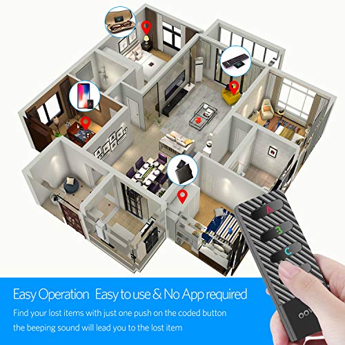 OOWOLF Key Finder, Wireless RF Item Locator Anti-Lost Alarm Item Tracker Finder Loud Beeping Sound with 4 Receivers Rechargeable for Car Keys, TV Remote, Wallet, Phone
