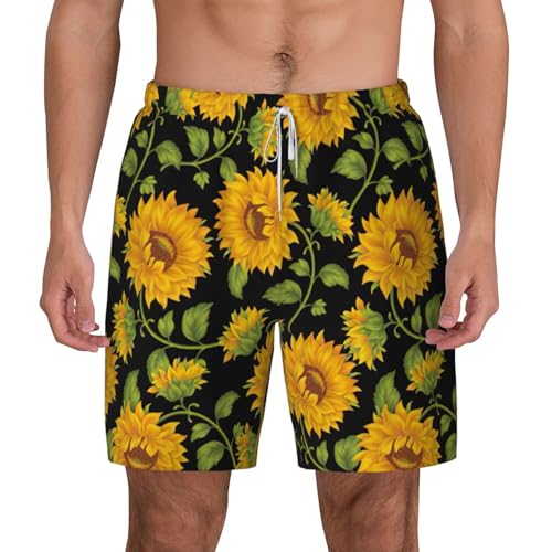 Short de bain respirant à séchage rapide motif tournesol pour homme