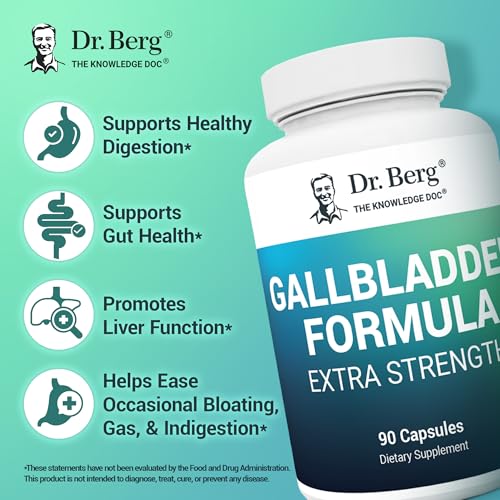 Dr. Berg Gallbladder Formula Extra Strength - with Ox Bile Powder and Conjugated Bile Acid - Digestive Enzymes Proprietary Blend - Full 45-Day Supply - 90 Vegetable Capsules